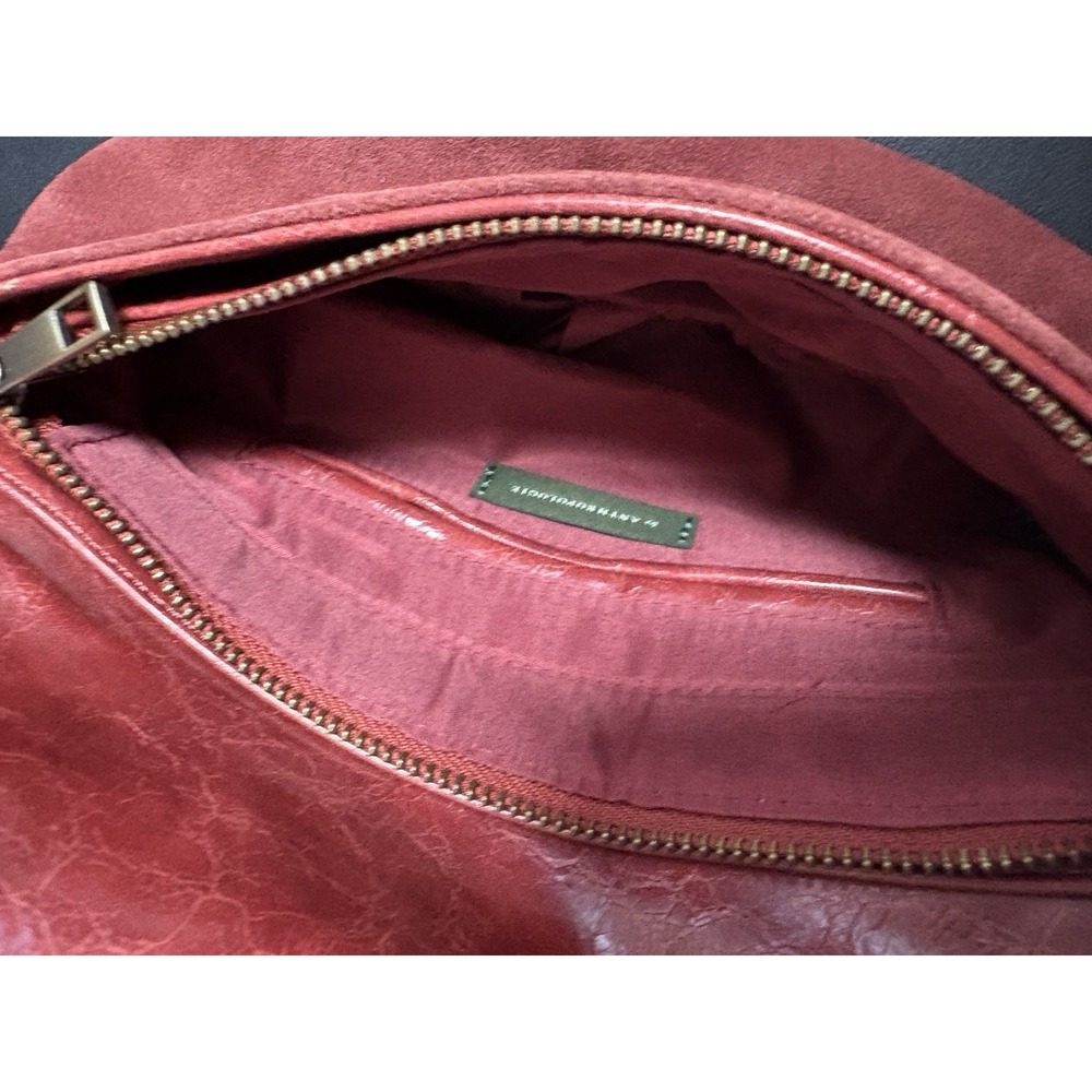 Anthropologie‎ Suede Leather Crossbody Small Terracotta Red Handbag - Picture 7 of 13